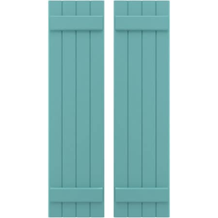 Americraft 4-Board (2 Batten) Exterior Real Wood Joined Board-n-Batten Shutters, ARW101BB414X56PTH